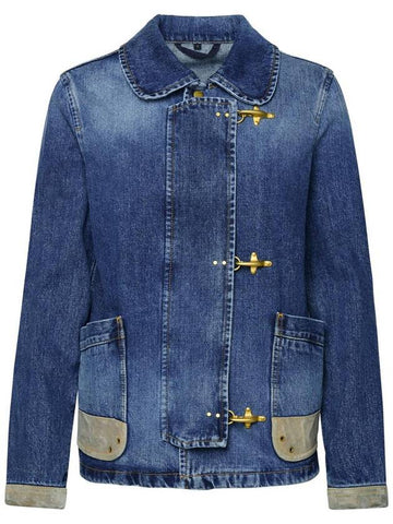 Fay '3 Ganci' Blue Cotton Jacket - FAY - BALAAN 1