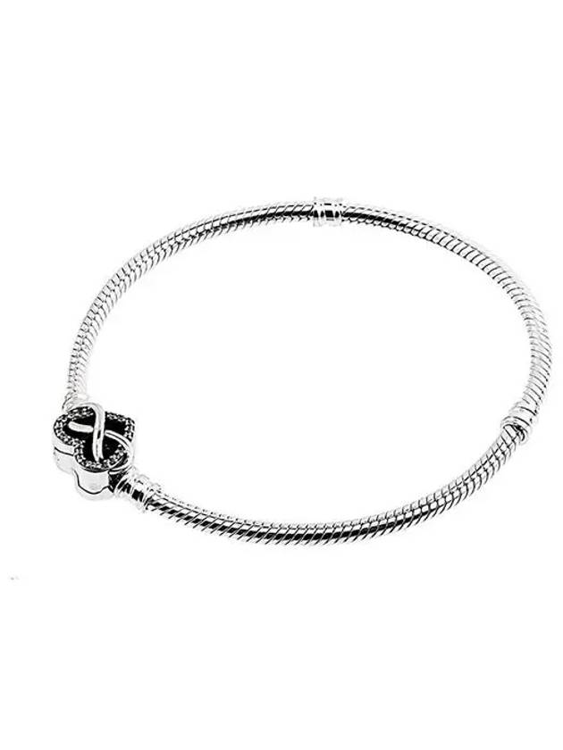 Moments Sparkling Infinity Heart Clasp Snake Chain Bracelet Silver - PANDORA - BALAAN 2