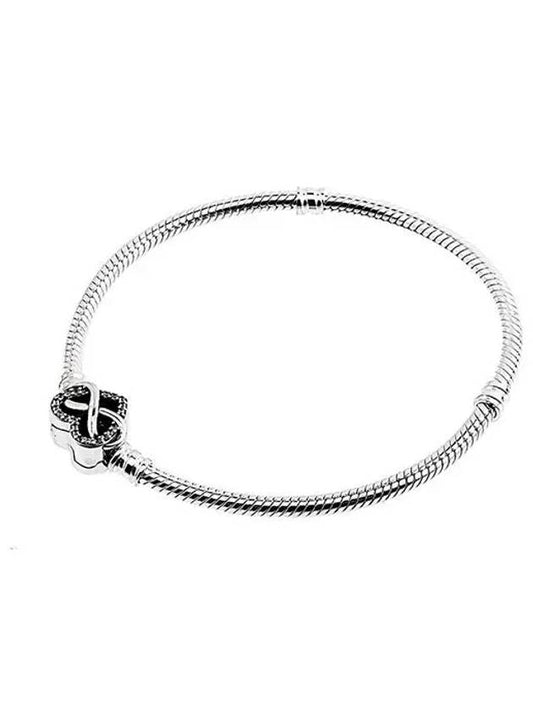 Moments Sparkling Infinity Heart Clasp Snake Chain Bracelet Sterling Silver - PANDORA - BALAAN 2