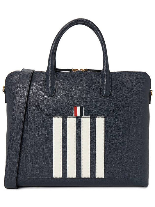 Pebble Grain 4-bar Briefcase Navy - THOM BROWNE - BALAAN 2