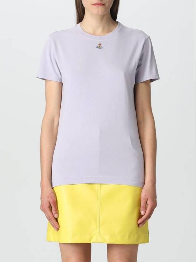 Embroidered Logo Short Sleeve T-Shirt Violet - VIVIENNE WESTWOOD - BALAAN 2