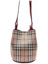 Haymarket Lawn Check Strap Bucket Bag Red - BURBERRY - BALAAN 5