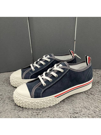 Men's RWB Sole Cotton Low Top Sneakers Navy - THOM BROWNE - BALAAN 2