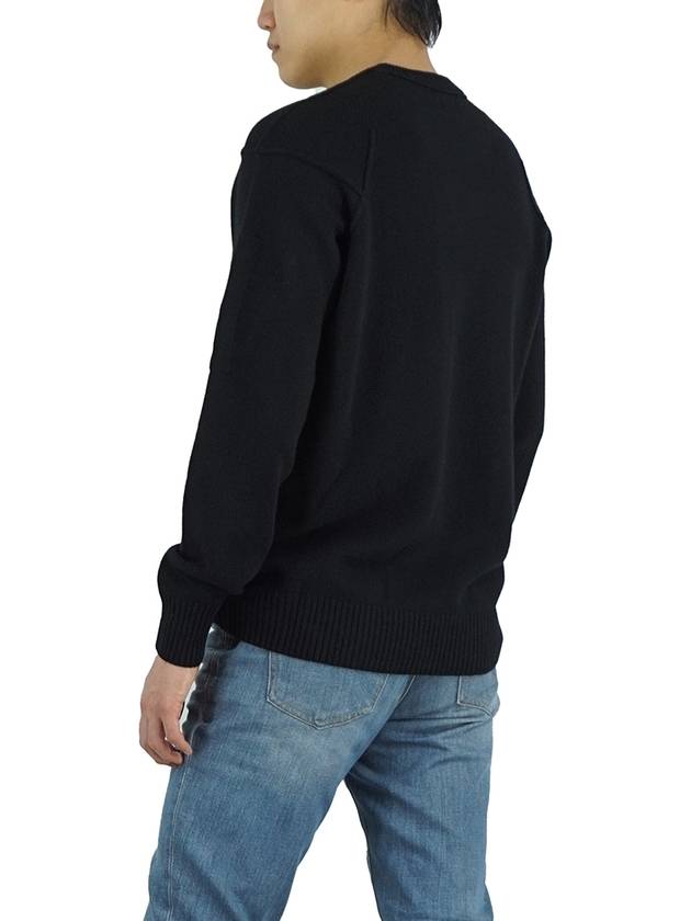 Lambswool GRS Crew Neck Knit Top Black - CP COMPANY - BALAAN 6