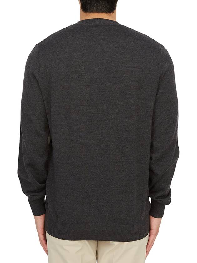 Monogram Jacquard Wool Crewneck Knit Top Grey - FENDI - BALAAN 5