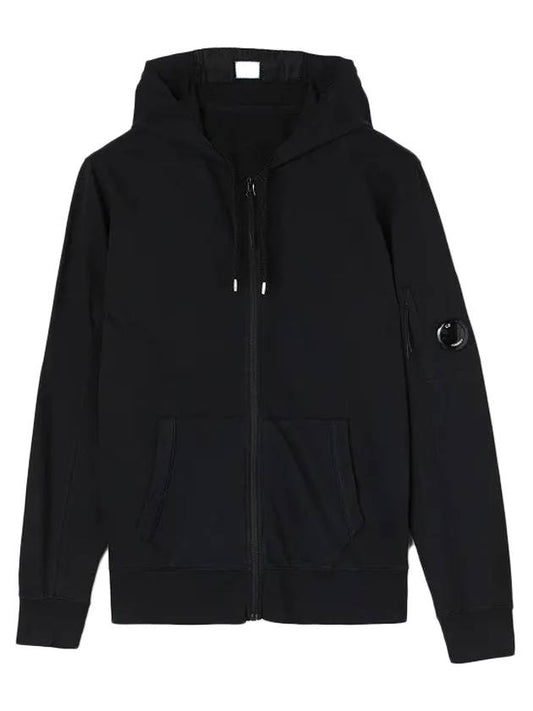 Men's Lens Waffen Zip Up Hoodie Black - CP COMPANY - BALAAN 1