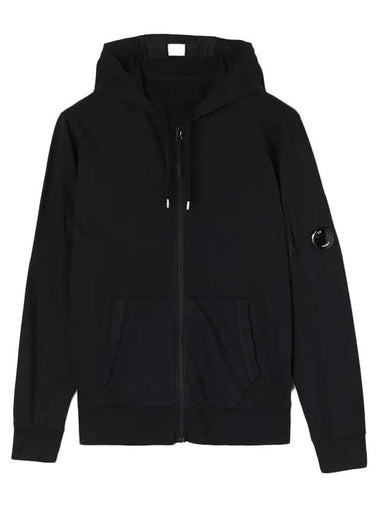 Light Fleece Lens Wappen Zip-Up Hoodie Black - CP COMPANY - BALAAN 1