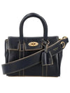 Contrast Raw Edge Mini Bayswater Tote Bag Dark Navy - MULBERRY - BALAAN 2