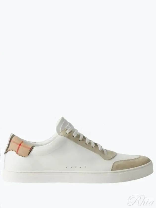 Leather Suede Check Cotton Low Top Sneakers White - BURBERRY - BALAAN 2