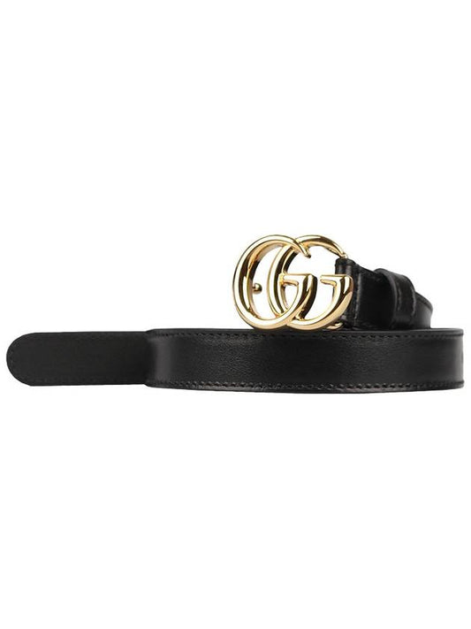 Women's GG Mamont Buckle Leather Belt Black - GUCCI - BALAAN 2