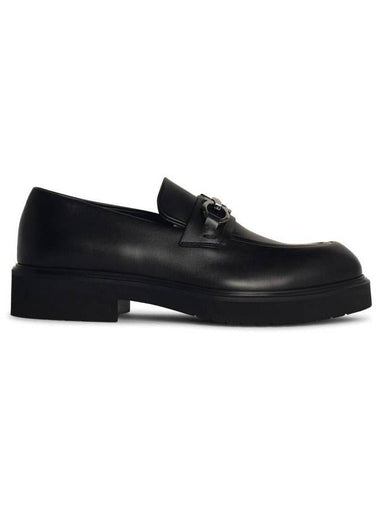 Salvatore Ferragamo 'Fiorello' Black Leather Loafers - SALVATORE FERRAGAMO - BALAAN 1