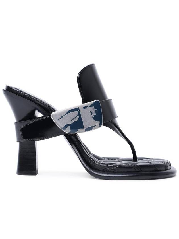 Bay Leather Sandal Heels Black - BURBERRY - BALAAN 2