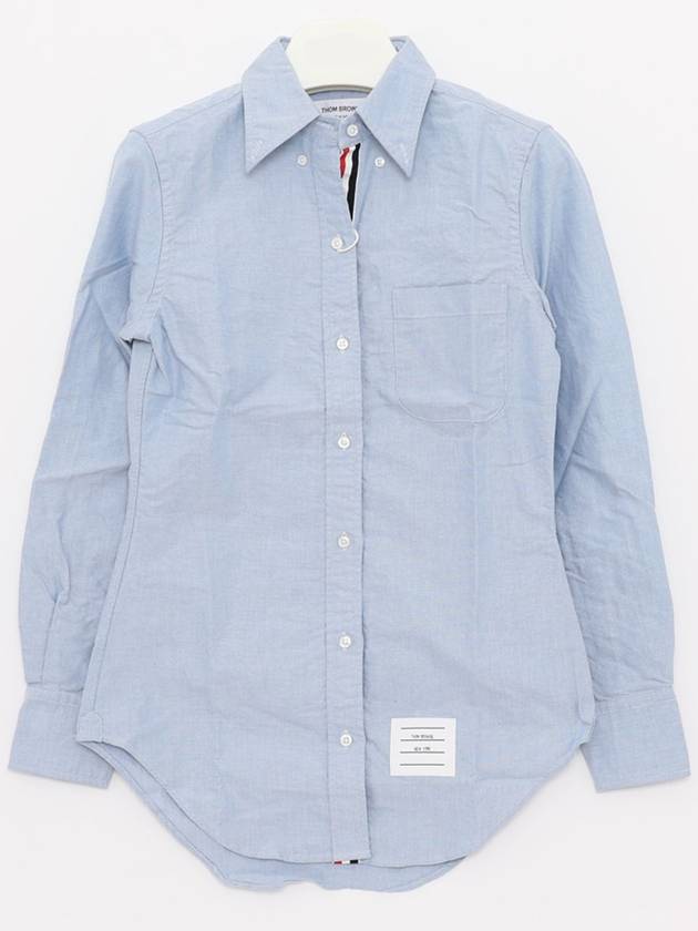 Women's Hidden Three Stripes Oxford Classic Shirt Sky Blue - THOM BROWNE - BALAAN 4