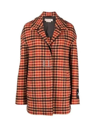 Check Brested Wool Blend Single Coat Light Orange - MARNI - BALAAN 2