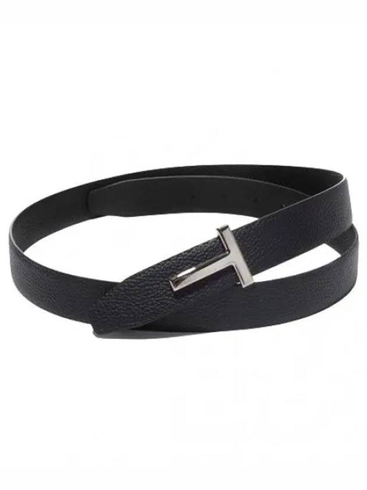 T Icon Reversible Leather Belt Dark Navy Black - TOM FORD - BALAAN 2