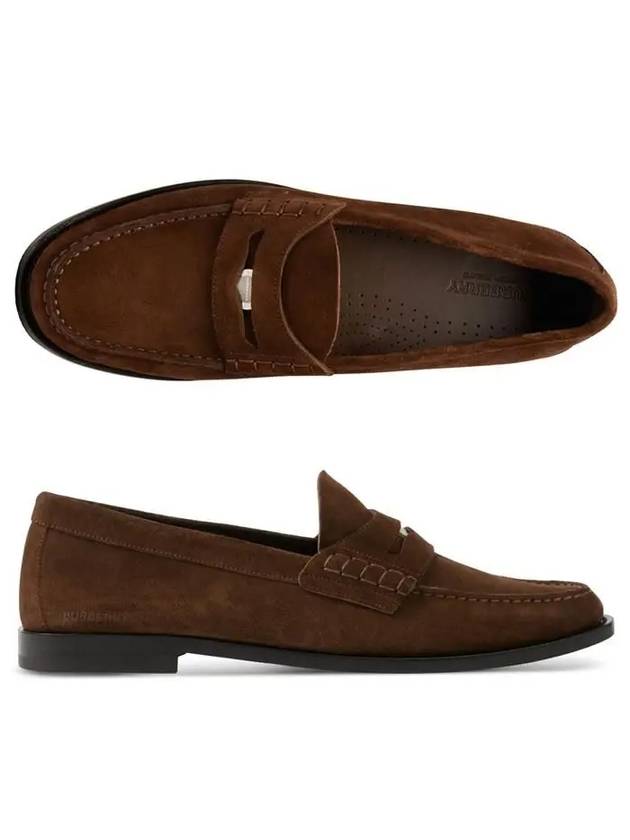 Men's Penny Rupert Suede Loafer Brown - BURBERRY - BALAAN 1