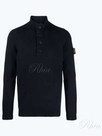 Wappen Patch Button Knit Top Navy - STONE ISLAND - BALAAN 2