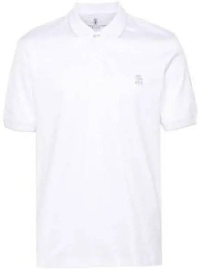 Embroidered Logo Cotton Short Sleeve Polo Shirt White - BRUNELLO CUCINELLI - BALAAN 2