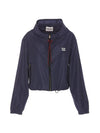 Technical Fabric Logo Hooded Jacket Blue - MIU MIU - BALAAN 1