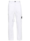 Regular Fit Cargo Cotton Straight Pants White - STONE ISLAND - BALAAN 2