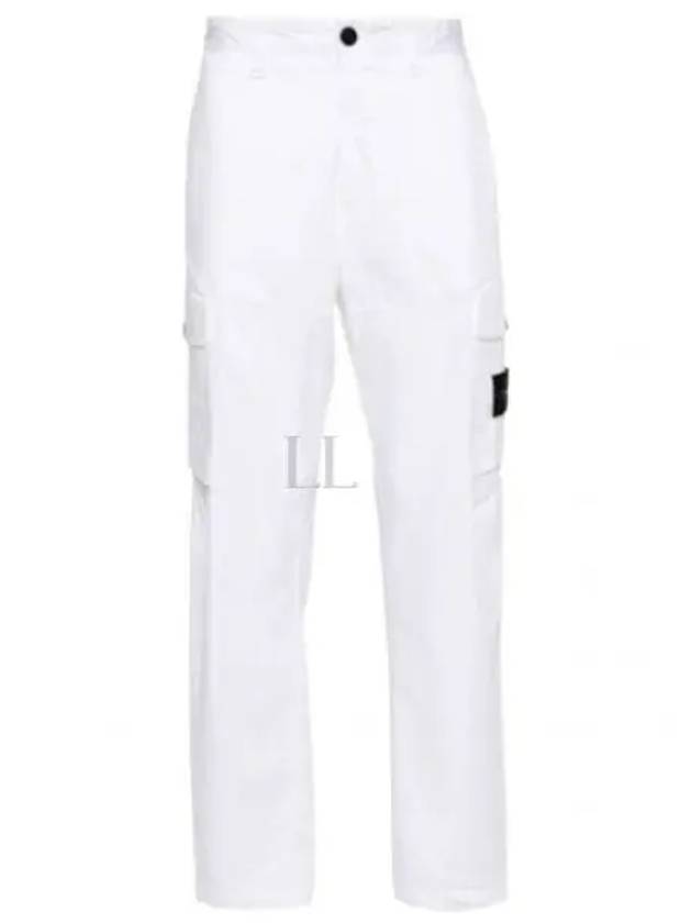 Regular Fit Cargo Cotton Straight Pants White - STONE ISLAND - BALAAN 2