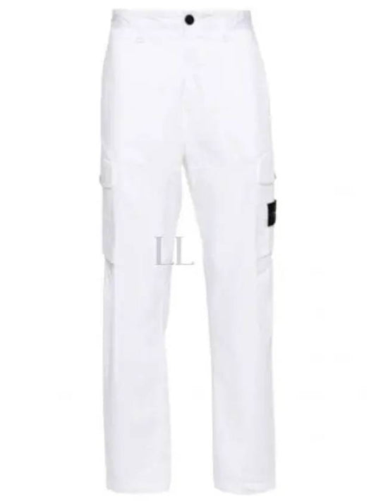 Regular Fit Cargo Cotton Straight Pants White - STONE ISLAND - BALAAN 2