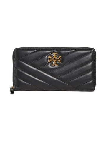 Kira Chevron Zip Continental Long Wallet Black - TORY BURCH - BALAAN 1