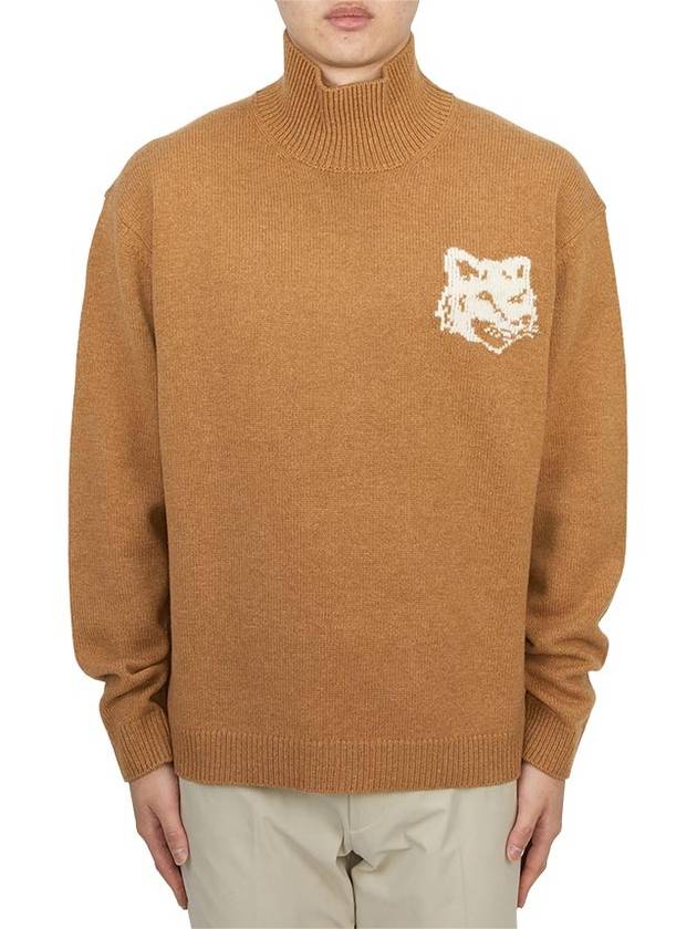 Fox Head Intarsia Comfort High Neck Knit Top Sequoia - MAISON KITSUNE - BALAAN 2