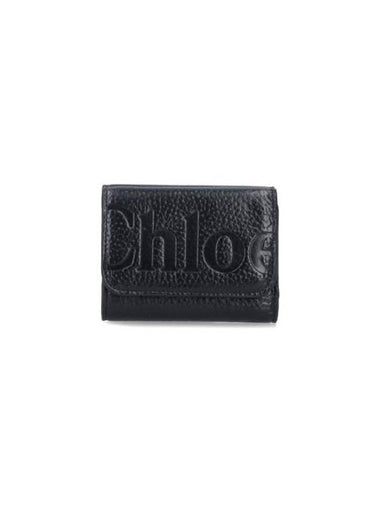 Logo Calfskin Half Wallet Black - CHLOE - BALAAN 1