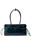 Medium Leather Tote Shoulder Bag Denim - PRADA - BALAAN 1