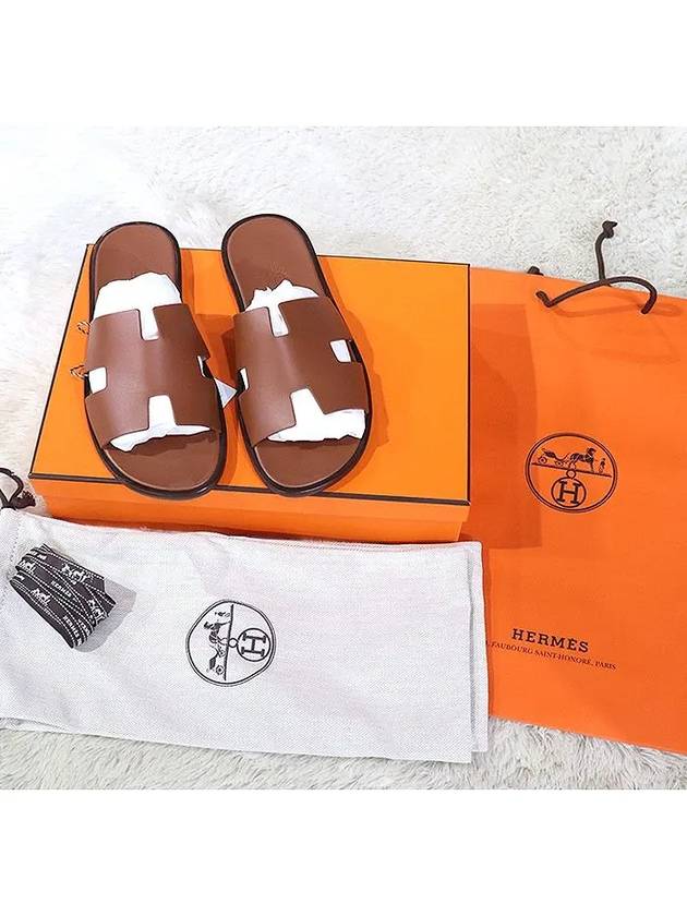 Izmir Leather Slippers Gold - HERMES - BALAAN 6