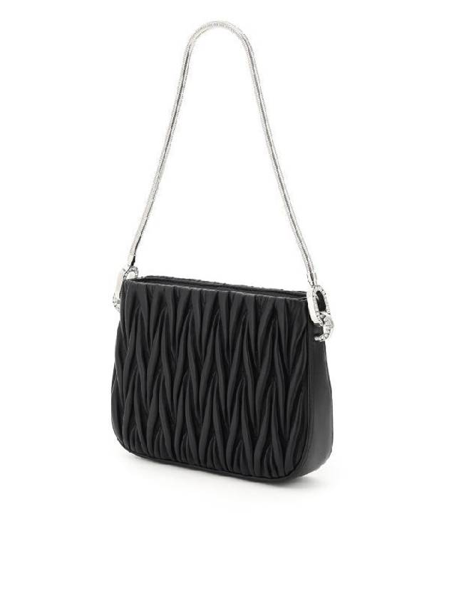 Sassy Matelasse Nappa Leather Shoulder Bag Black - MIU MIU - BALAAN 3