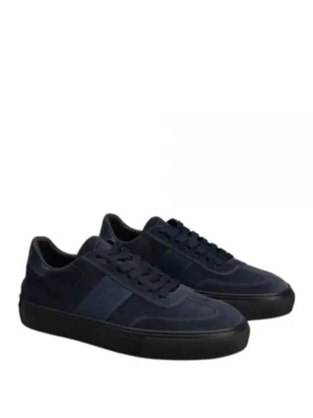 Embossing Logo Suede Low Top Sneakers Navy - TOD'S - BALAAN 2