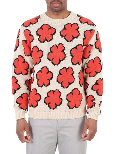 Boke Flower All-Over Cotton Knit Top Pearl Red - KENZO - BALAAN 2