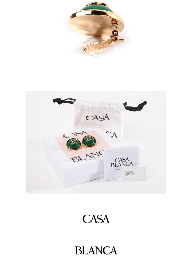 Logo Dome Earrings Green Gold - CASABLANCA - BALAAN 4