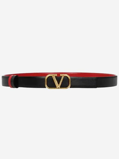 Reversible V Logo Signature Leather Belt Black - VALENTINO - BALAAN 2