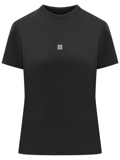 Embroidered Logo Cotton Short Sleeve T-Shirt Black - GIVENCHY - BALAAN 2