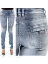 Women's Hidden Fur Light Blue Motorbike Jeans 5657214N C3011 - BALMAIN - BALAAN 1