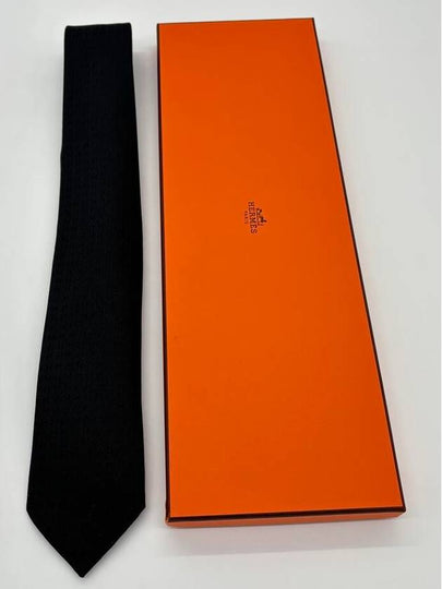 Men's Faconnee H Tie Black - HERMES - BALAAN 2