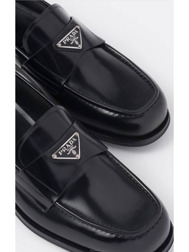 Brushed Leather Loafers Black - PRADA - BALAAN 4