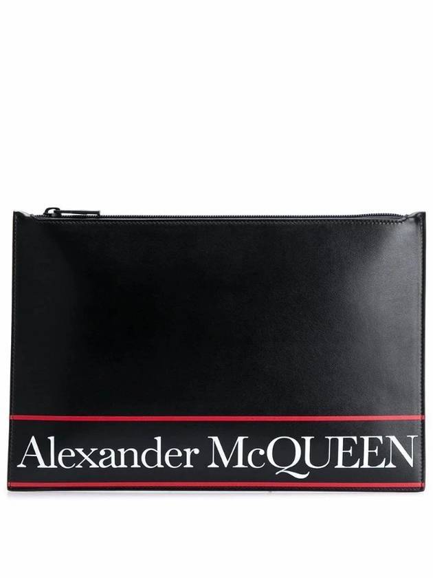 logo clutch bag black - ALEXANDER MCQUEEN - BALAAN.