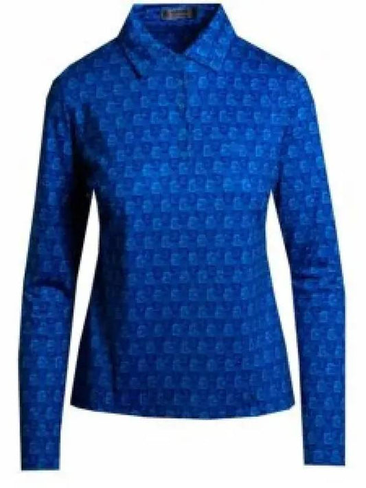 Women's Golf All Over Print Long Sleeve Polo Shirt Blue - G/FORE - BALAAN 2