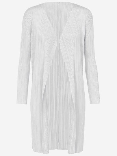 Pleated Midi Cardigan Light Grey - ISSEY MIYAKE - BALAAN 2