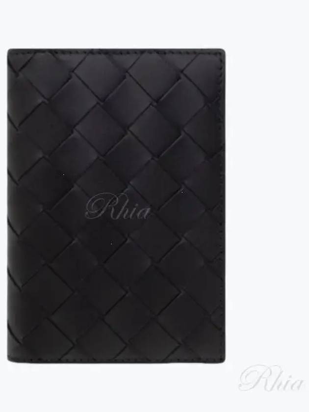 Intrecciato Leather Passport Wallet Black - BOTTEGA VENETA - BALAAN 2