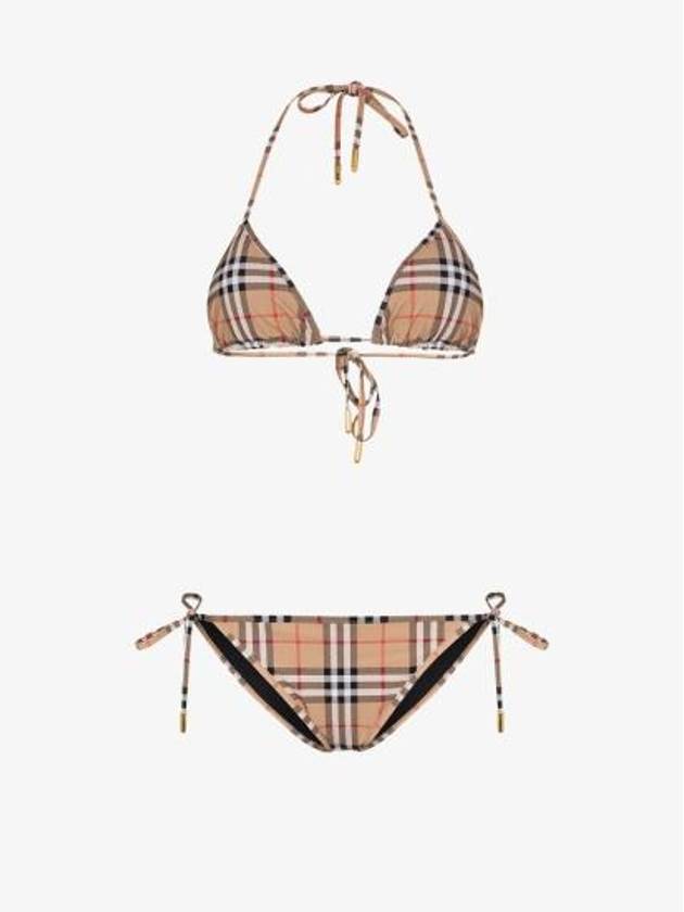 Women's Vintage Check Triangle Bikini Archives Beige - BURBERRY - BALAAN 7