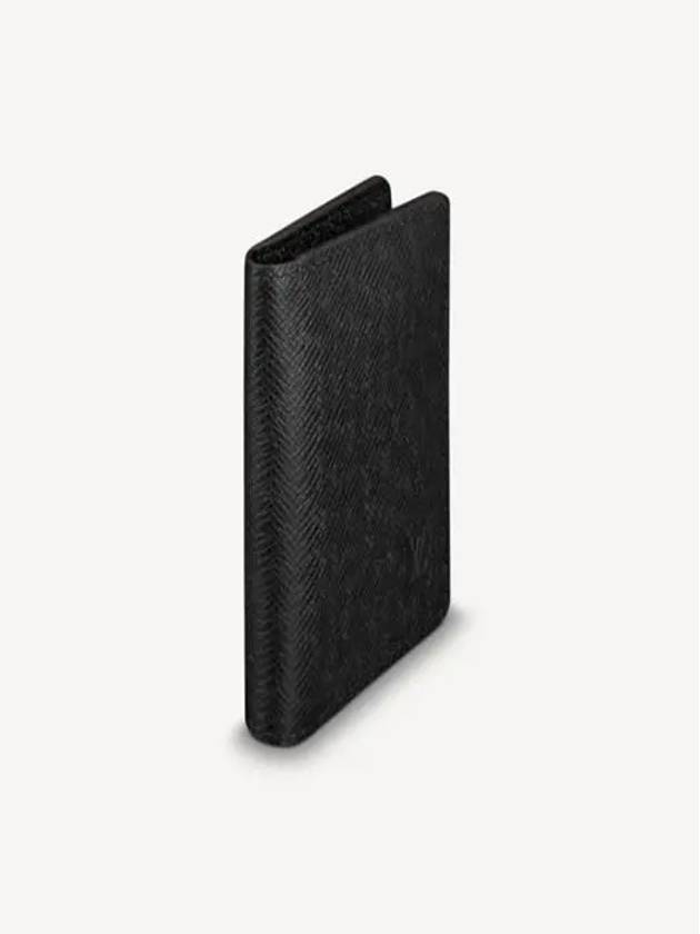 Pocket Organizer Taiga Leather Card Wallet Black - LOUIS VUITTON - BALAAN 3