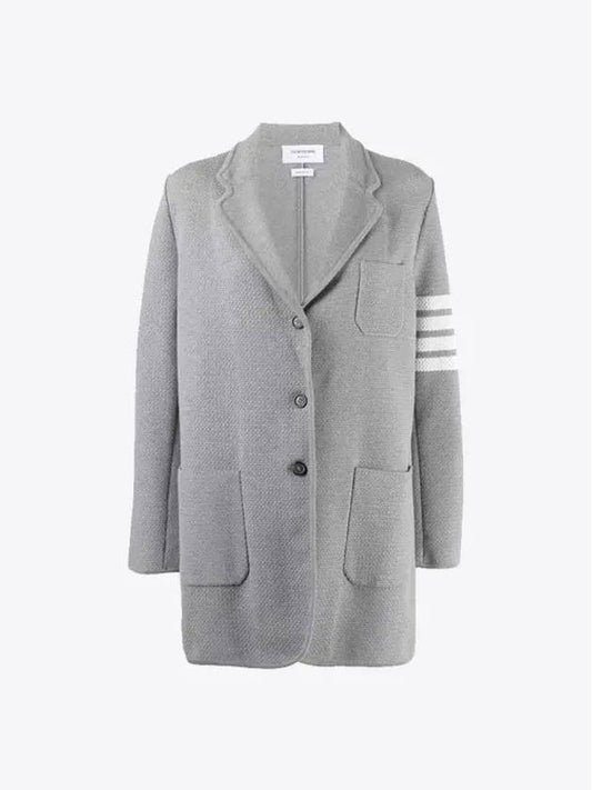 Textured Jacquard 4-Bar Narrow Shoulder Sack Jacket Light Grey - THOM BROWNE - BALAAN 2