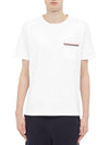 Men's Medium Weight Jersey Tipped Pocket Crewneck Short Sleeve T-Shirt White - THOM BROWNE - BALAAN 5