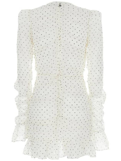 White Mini Dress With Keyhole Neck And All-Over Print In Tech Fabric Woman - ROTATE - BALAAN 2