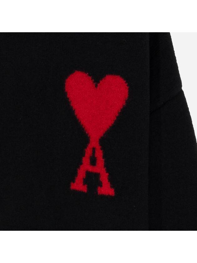 Big heart logo men s turtleneck knit black BKUKS402 018 - AMI - BALAAN 3